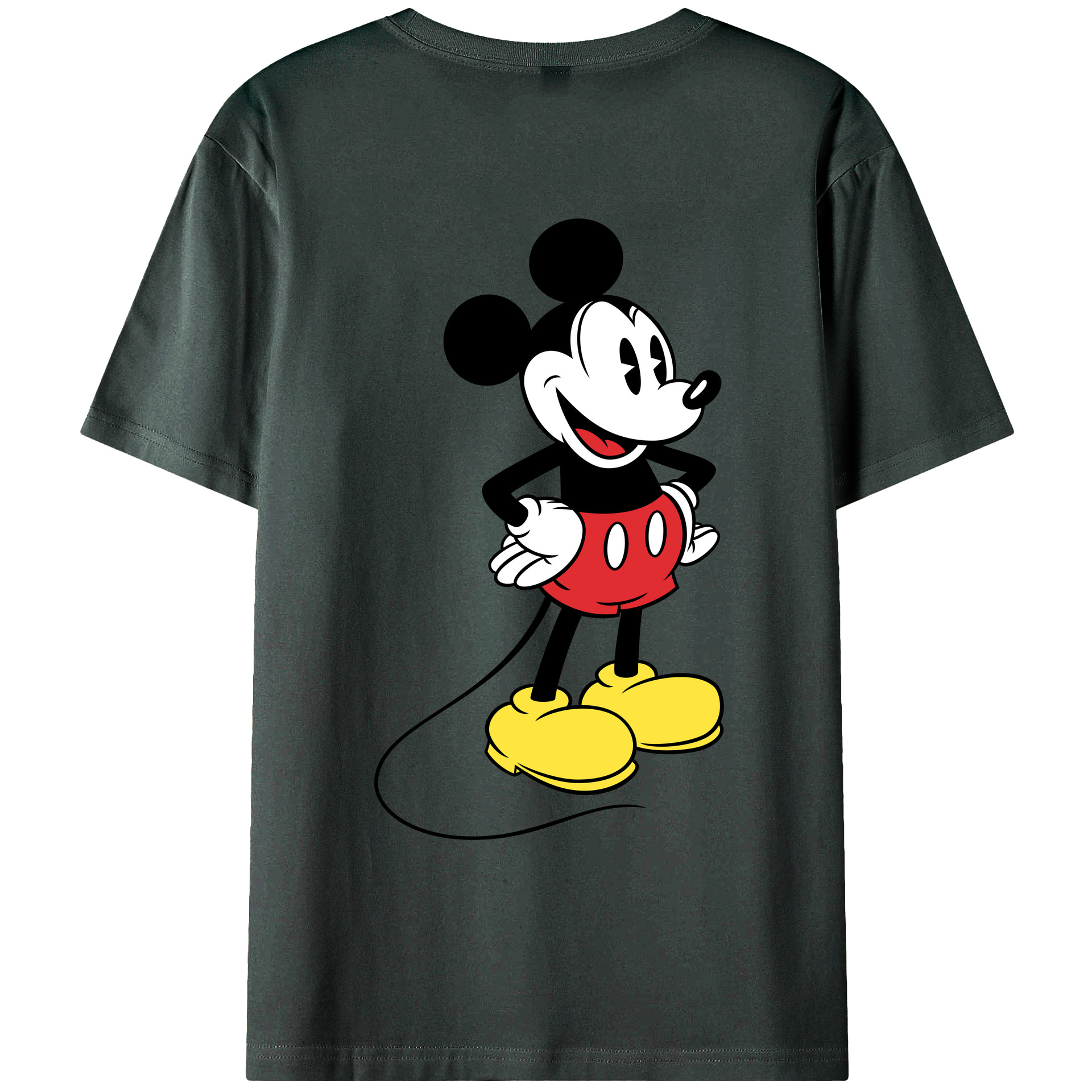 ミッキーマウス Mickey Mouse 綿100％ メンズ半袖Tシャツ（バックプリント） 通気性